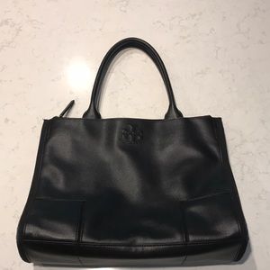 Tory Burch Ella Leather and Canvas Tote